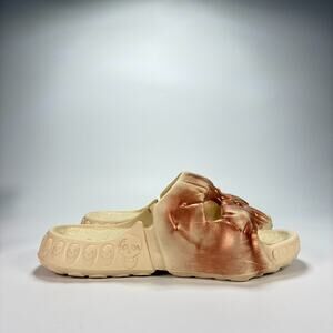 Skull Slides Beige Lightweight Comfort Slip On Sandals Men's Size US 10.5 EU 43